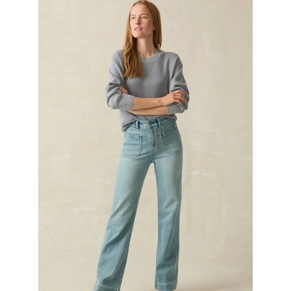 Faherty Brand Jeans Wide Leg Light Wash Denim Pants Women Size 29 - Picture 3 of 13